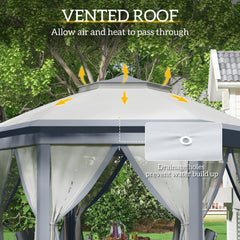 13' x 13' Pop Up Canopy Tent with Netting and Carry Bag, Instant Sun Shelter, Coffee and Beige