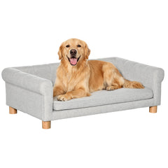 Modern Pet Sofa Cat or Medium Large Dog Bed W/ Removable Seat Cushion, Dark Grey