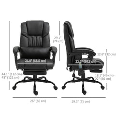 6-Point Vibration Massage Chair, Height Adjustable Reclining Computer Chair with Retractable Footrest, Black