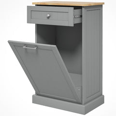 Kitchen Tilt Out Trash Bin Cabinet, Free Standing Recycling Cabinet, Trash Can Holder with Drawer, White