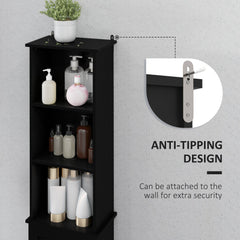 Tall Bathroom Storage Cabinet, Freestanding Linen Tower with 3-Tier Open Adjustable Shelf, White