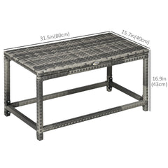Patio Wicker End Table, Outdoor PE Rattan Side Table, with Plastic Board Under the Full Woven Table Top for Patio, Garden, Balcony, Mixed Brown