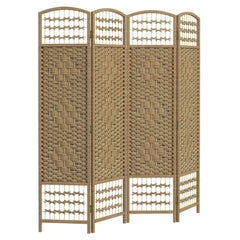 4 Panel Folding Room Divider, Portable Privacy Screen, Wave Fiber Room Partition for Home Office, Black