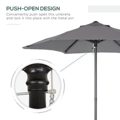 6.6FT Patio Umbrella, Outdoor Parasol with 6 Solid Ribs, Dark Grey