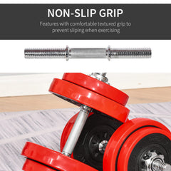 44lbs 2-In-1 Dumbbell & Barbell Adjustable Set Strength Muscle Exercise Fitness Plate Bar Clamp Rod Home Gym Sports Area