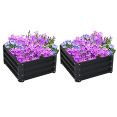 2' x 2' x 1' 2-Pieces Raised Garden Bed with Galvanised Steel Frame for Vegetables, Flowers, Herbs, Green