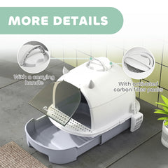 Cat Litter Box with Lid, Front Door Flap, Scoop, Handle, Easy Clean, for Small and Medium Cats, Green