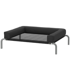 Elevated Dog Bed, Portable Raised Dog Cot with Breathable Mesh, Removable and Water-Resistant Bolsters, Black