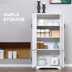 48" 4-Door Storage Cabinet Multi-Storey Large Space Pantry with Adjustable Shelves Black