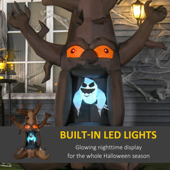 Inflatable Halloween Decoration Haunted Tree with White Ghost, Blow-Up Outdoor LED Display for Lawn, Garden, Party