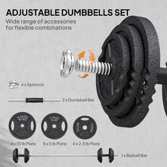 Adjustable Dumbbell Set, 2 in 1 Weights Dumbbells Set for Home Gym, 112lb Free Weights with Non-Slip Grip