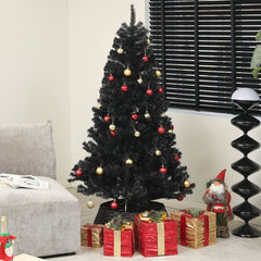 5ft Artificial Christmas Trees with Auto Open and Steel Base, Black