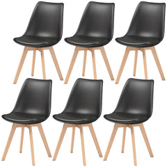 Modern Dining Table Chairs Set of 4, Rubber Wood Kitchen Table Chairs with PU Leather Cushion for Living Room, Bedroom