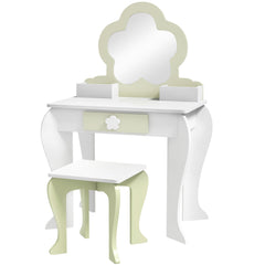 Kids Makeup Vanity Set with Stool, Mirror, Drawer, Storage Boxes, White