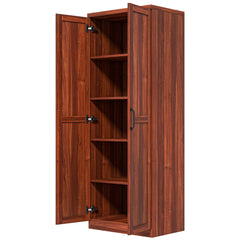 63" Kitchen Storage Cabinet, 5-tier Pantry Cabinet with Doors and Adjustable Shelves for Dining Room, Black