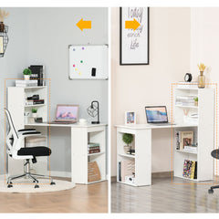 Modern Computer Desk with Storage Shelves, 47" Writing Table Workstation with Bookshelf for Home Office, Black