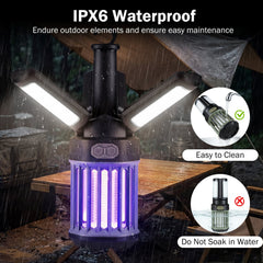 Outdoor Bug Zapper with Foldable Camping Lantern USB-C Rechargeable Electric Mosquito Killer