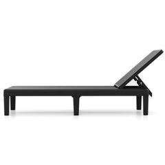 Set of 2 Outdoor Chaise Loungers in Rattan Textured Resin, 330 lb Each, Black