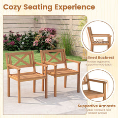 Outdoor Garden Acacia Wood Patio Dining Chairs for Porch-Set of 4
