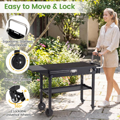 Outdoor Grill Cart, Foldable Grilling Table for Blackstone Griddle with 31” x 17” Tabletop
