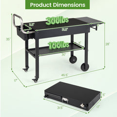 Outdoor Grill Cart, Foldable Grilling Table for Blackstone Griddle with 31” x 17” Tabletop