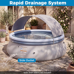 Outdoor Inflatable Pool with Sunshade Canopy-S