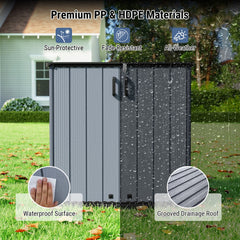 Outdoor Storage Shed 23.5 Cu.ft All-Weather Storage Box with Floor Lockable Door-Gray