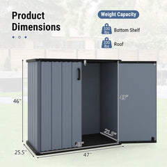 Outdoor Storage Shed 23.5 Cu.ft All-Weather Storage Box with Floor Lockable Door-Gray