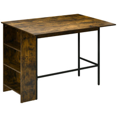 Counter Height Table with Drop Leaf, Extendable Bar Table with Adjustable Storage Shelf, Light Grey