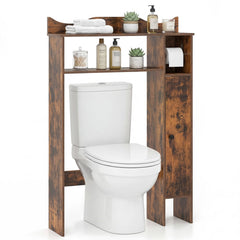 Over the Toilet Storage Cabinet with Toilet Paper Holder-Rustic Brown