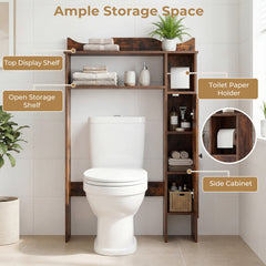 Over the Toilet Storage Cabinet with Toilet Paper Holder-Rustic Brown