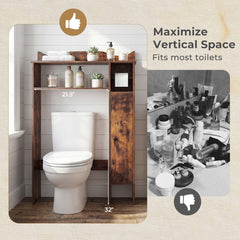 Over the Toilet Storage Cabinet with Toilet Paper Holder-Rustic Brown