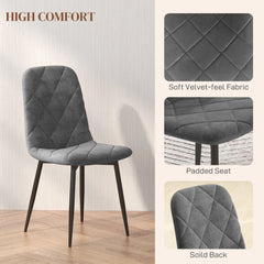 Dining Chairs Set of 4, Upholstered Dining Room Chairs with Steel Legs, Modern Kitchen Chair for Dining Room, Black