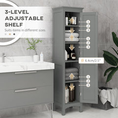 Tall Bathroom Cabinet, Freestanding Storage Organizer with Adjustable Shelves and Cupboards, 15" x 13" x 63", Black