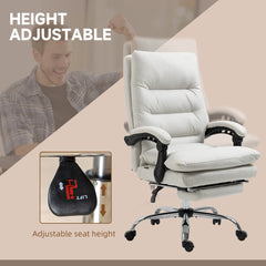 Executive Office Chair with 6-Point Massage, Microfibre Reclining Computer Chair with Footrest, Black