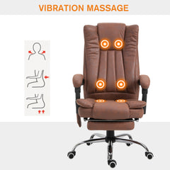 Office Chair 6-point Vibration Massage Chair Micro Fiber Recliner with Retractable Footrest Black