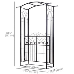Outdoor Metal Trellis Garden Arch Arbor w/ Lucky Leaf Clover Gate for Ceremony Wedding Party Garden Lawn, Black