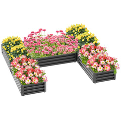 Steel Raised Garden Bed, Set of 5 Large Box Planters for Outdoor Plants Vegetables Flowers Herbs, 8x8x1ft, Black