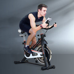 Upright Stationary Exercise Bike, Cardio Workout Training Bicycle w/ Adjustable Resistance LCD Monitor, Black