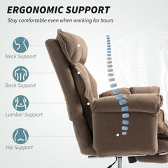 Desk Chair, Computer Office Chair with Footrest, Adjustable Backrest and Headrest, Black
