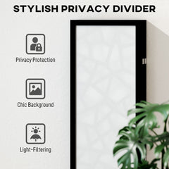 4 Panel Room Divider, 5.6 FT Lightweight Folding Privacy Screen with Geometric Pattern for Living Room, Bedroom, Black