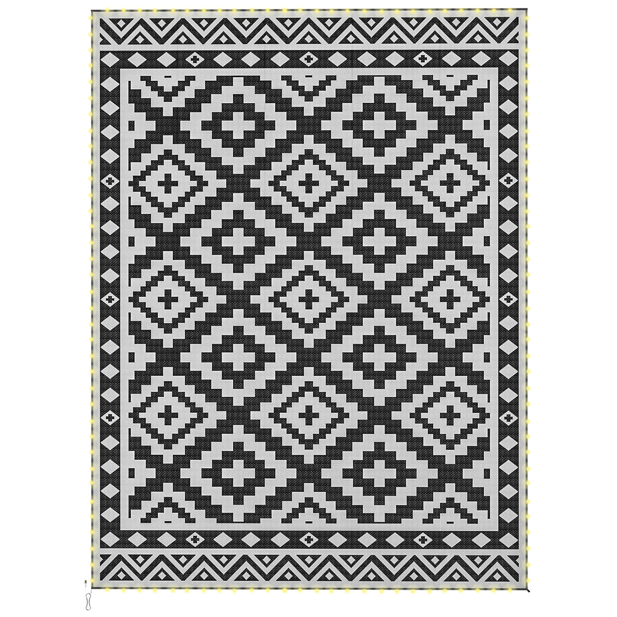 Outdoor Rug Carpet Reversible Plastic Straw Rug with LED Lights 12' x 9'