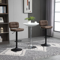 Bar Stools Set of 2, Swivel Counter Height Barstools with Adjustable Height, Back and Footrest, PU Leather Bar Chairs