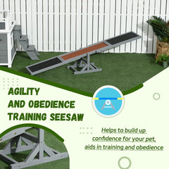 Wood Pet Seesaw Platform Dog Agility Training Equipment Run Game Toy Weather Resistant Pet Supplies Grey