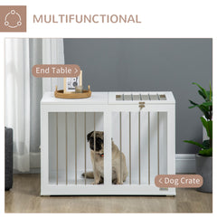 31.5" Dog Crate Furniture with Double Doors, for Medium Dogs, Grey