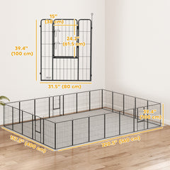 24 Panel 31.5" Height Heavy Duty Dog Playpen for Small Medium Dogs, Grey