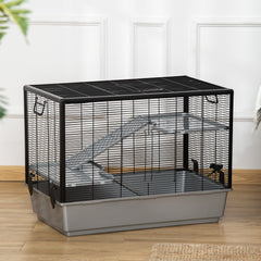 3-tier Hamster Cage, Guinea Pig Cage, Pet Chinchillas Play House Indoor with Accessories Food Dish Water Bottle, Ramps, 31.5"x19"x 23", Black