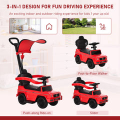 Mercedes-Benz G350 Licensed Push Car, 3-in-1 Toddler Sliding Car with Horn, Steering, Foot Rest, Seat Storage, Black