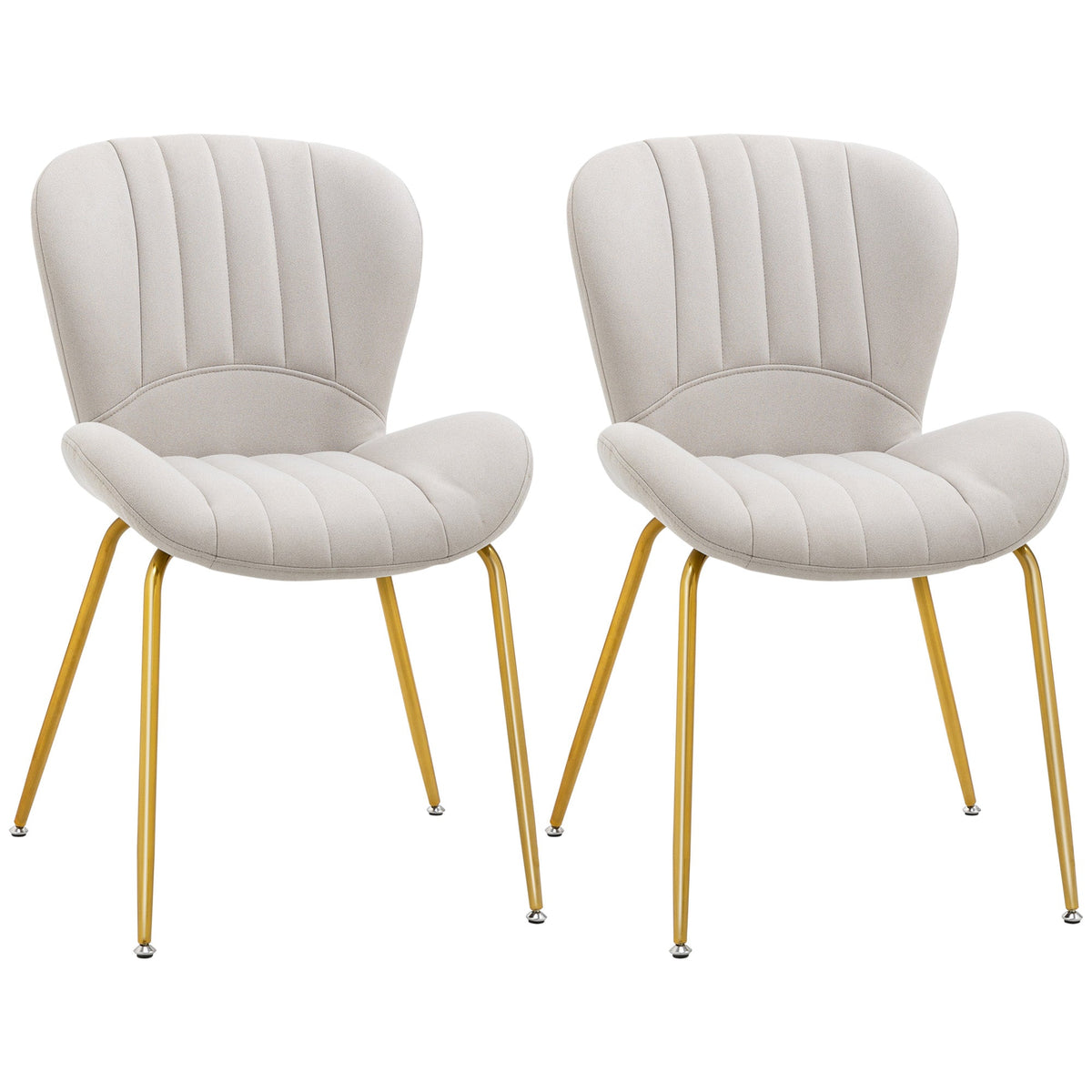 Dining Chairs Set of 2, Modern Accent Chair with Cushioned Backrest, Upholstery for Living Room, Cream White