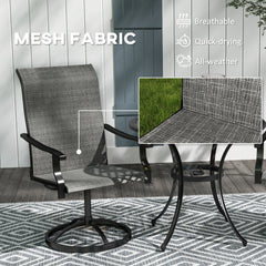 Outdoor Swivel Dining Chairs Set of 2, High Back Swivel Chairs with All Weather Mesh for Deck, Backyard, Poolside, White